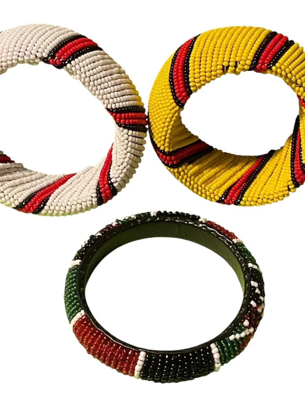 African Beaded Multicolor Stackable Bangle Bracelet Set - Women's Jewelry